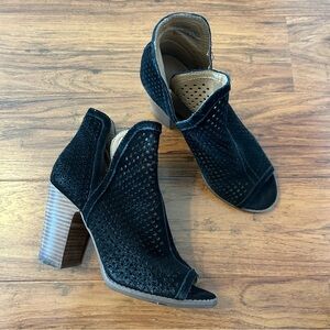 Lucky Brand Black Peep-Toe Ankle Boots